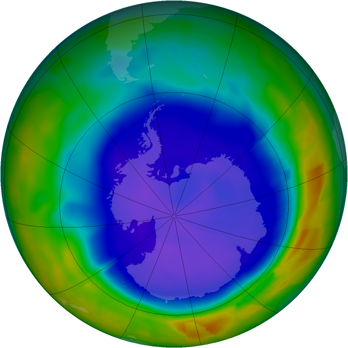 Antarctic ozone map for 18 September 2011